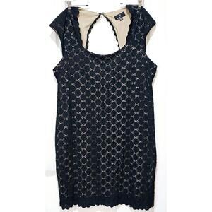 Ronni Nicole Elegant Lace shift Dress with Scalloped Hem.